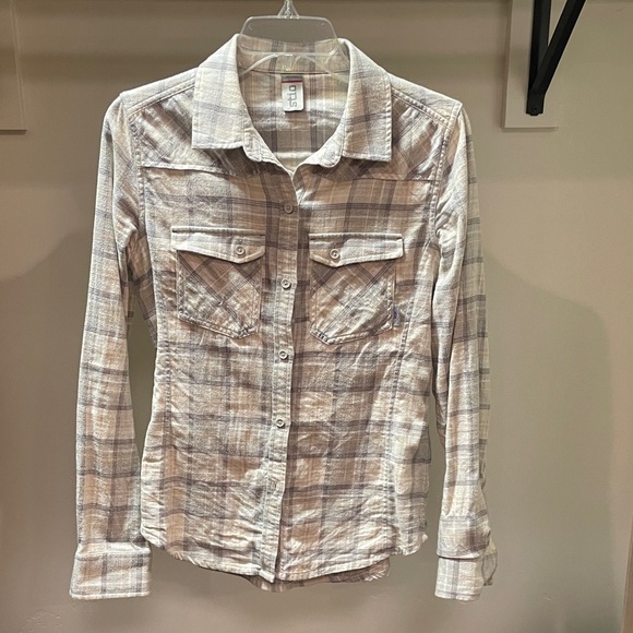 Stio Tops - Stio grey white crème flannel